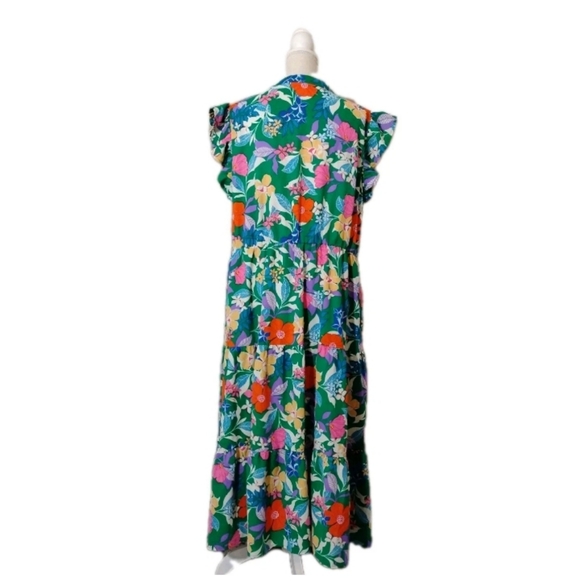 PRETTYGARDEN Women Floral Boho Maxi Dresses Short Sleeve V Neck Size XXL - Picture 4 of 5